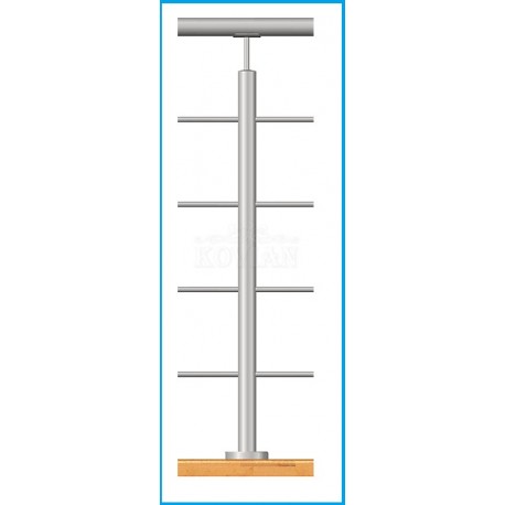 stĺpik 4-radový,priechodný - brúsená nerez
